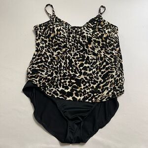 Trimshaper Black Leopard One Piece Plus Size 18